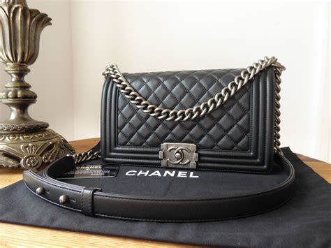 chanel caviar le boy bag black ruthenium hardware old medium|Boy chanel handbag, Calfskin & ruthenium.